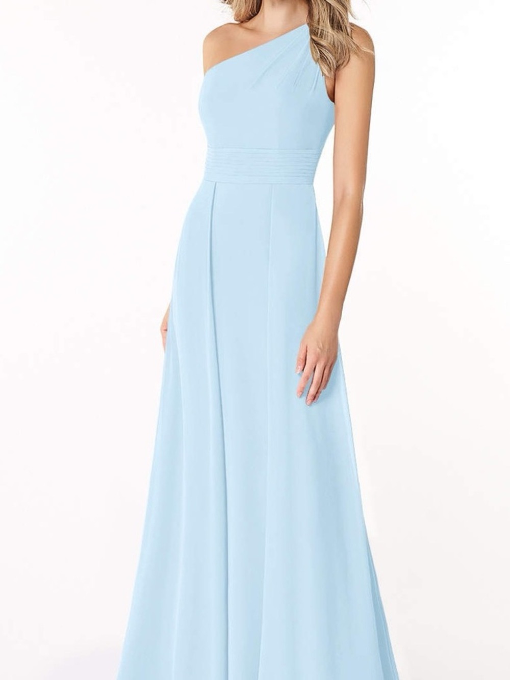 Azazie Light Blue One-Shoulder Maxi Dress